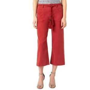 Liverpool Kendall Belted Cropped Wide Leg Pants Terracotta